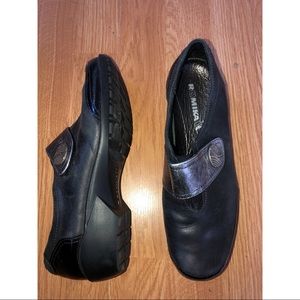 ROMIKA Black  Slip on Shoes Goring Gunmetal Velcro Closure 38 US 7 -7.5 EUC